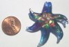 1 42mm Sapphire with Gold/Green/Pink Foil Lampwork Starfish Pendant